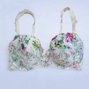 Pleasure State Couture Secret Floral Garden White Lace Lined Bra - Size 32DD